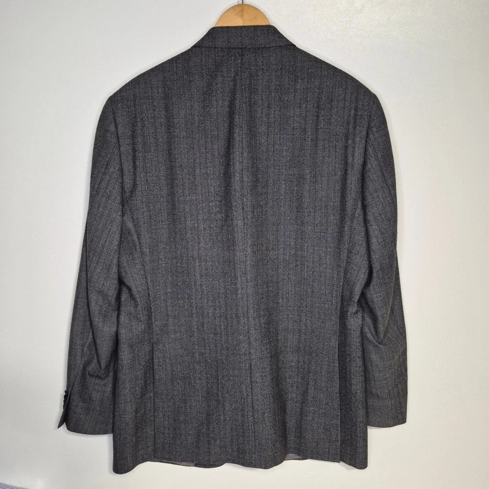 Hart Schaffner Marx Blazer Mens 42R Gray Wool Pinstripe Peak Sport Coat USA